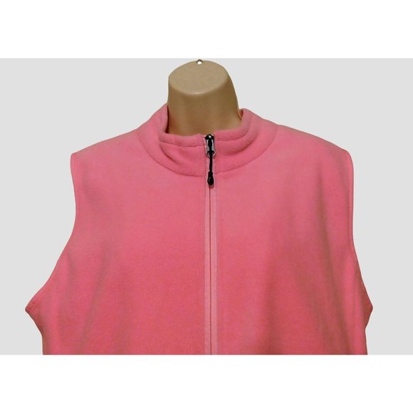 Fuinloth Fleece Vest XL Pink Sleeveless Zipper Pockets Polyester Soft NEW - Picture 2 of 8